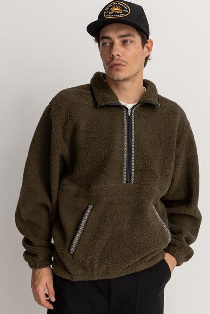 Rhythm Sherpa Pullover Pull Sherpa olive